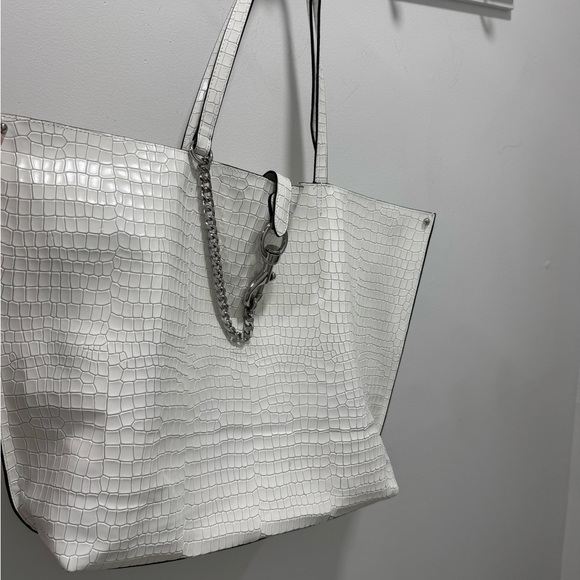 Rebecca Minkoff White Croc Megan Soft Large Tote Bag NWOT - Picture 3 of 11